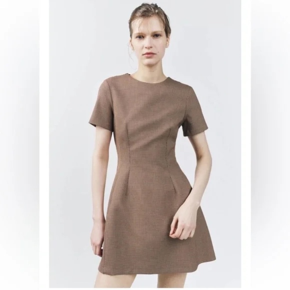 ZARA ZW COLLECTION Pleated Plaid Dress
